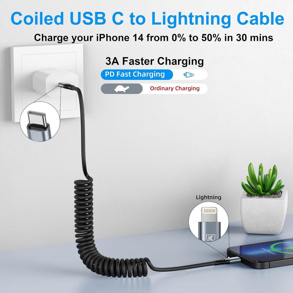 Paquete de 2 cables USB C a Lightning de 3 pies, cargador de iPhone...