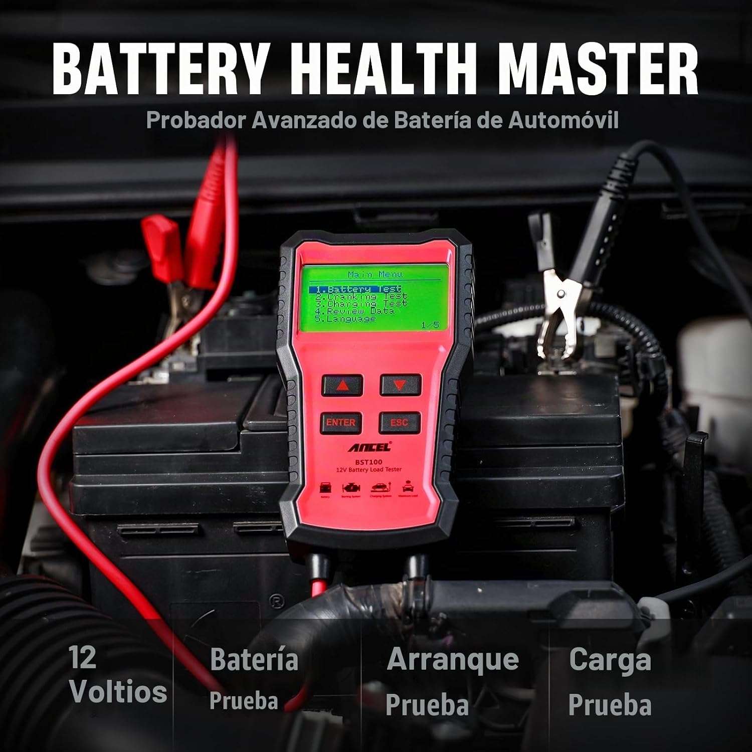 ANCEL BST100 - Probador de batería de coche de 12 V, 100-2000 CCA P...