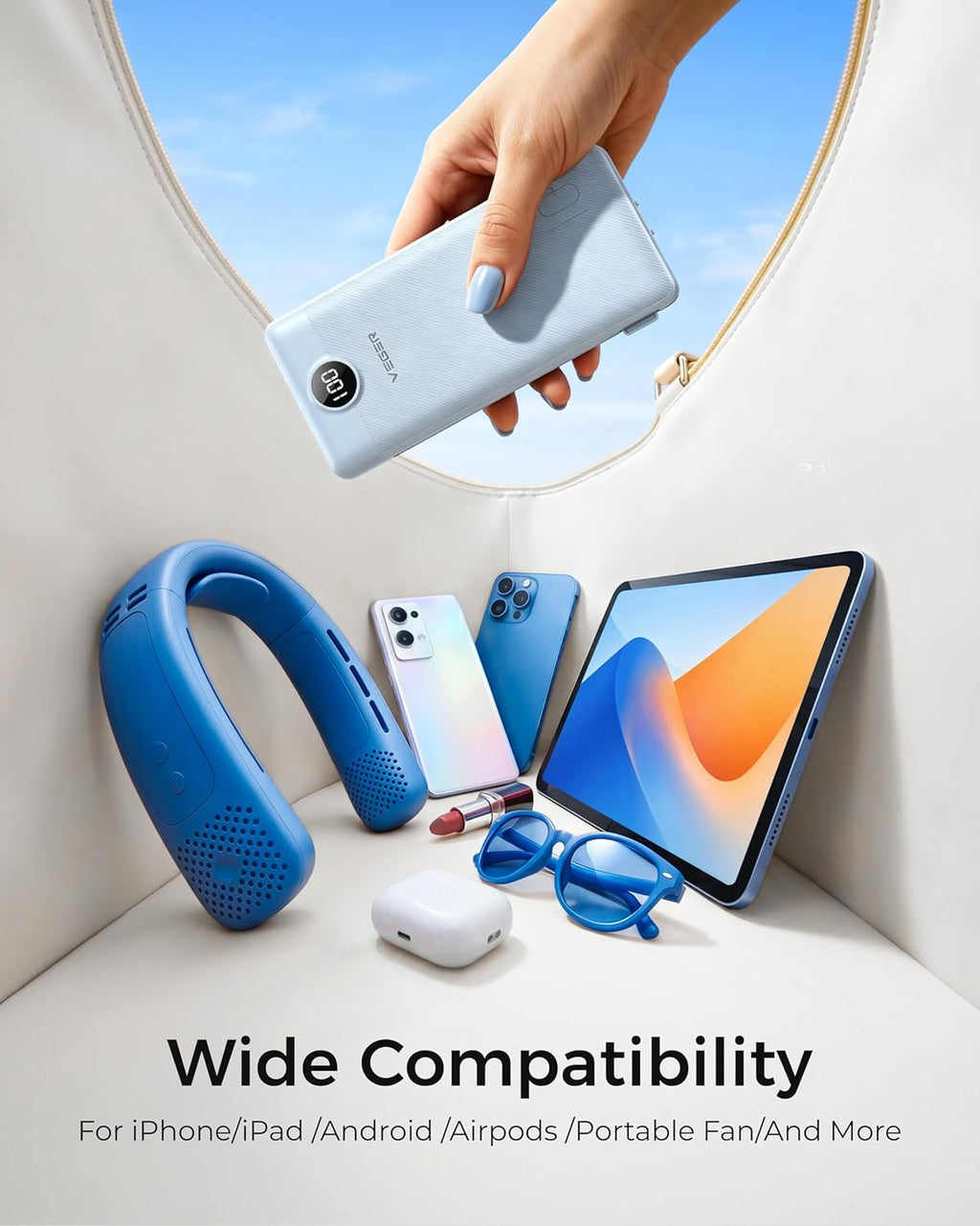 VEGER Cargador portátil para iPhone con cables integrados y enchufe...