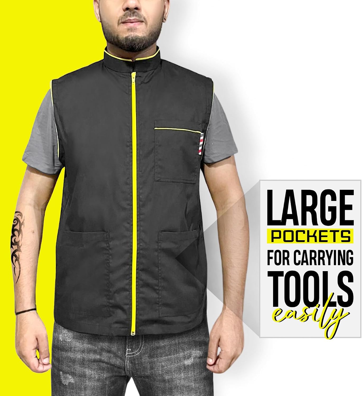 Barbero Profesional Nueva Camisa Chaqueta Hombre Negro Sin Mangas Y...