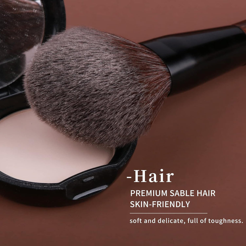 Juego de brochas de maquillaje de bambú profesional, juego de broch...