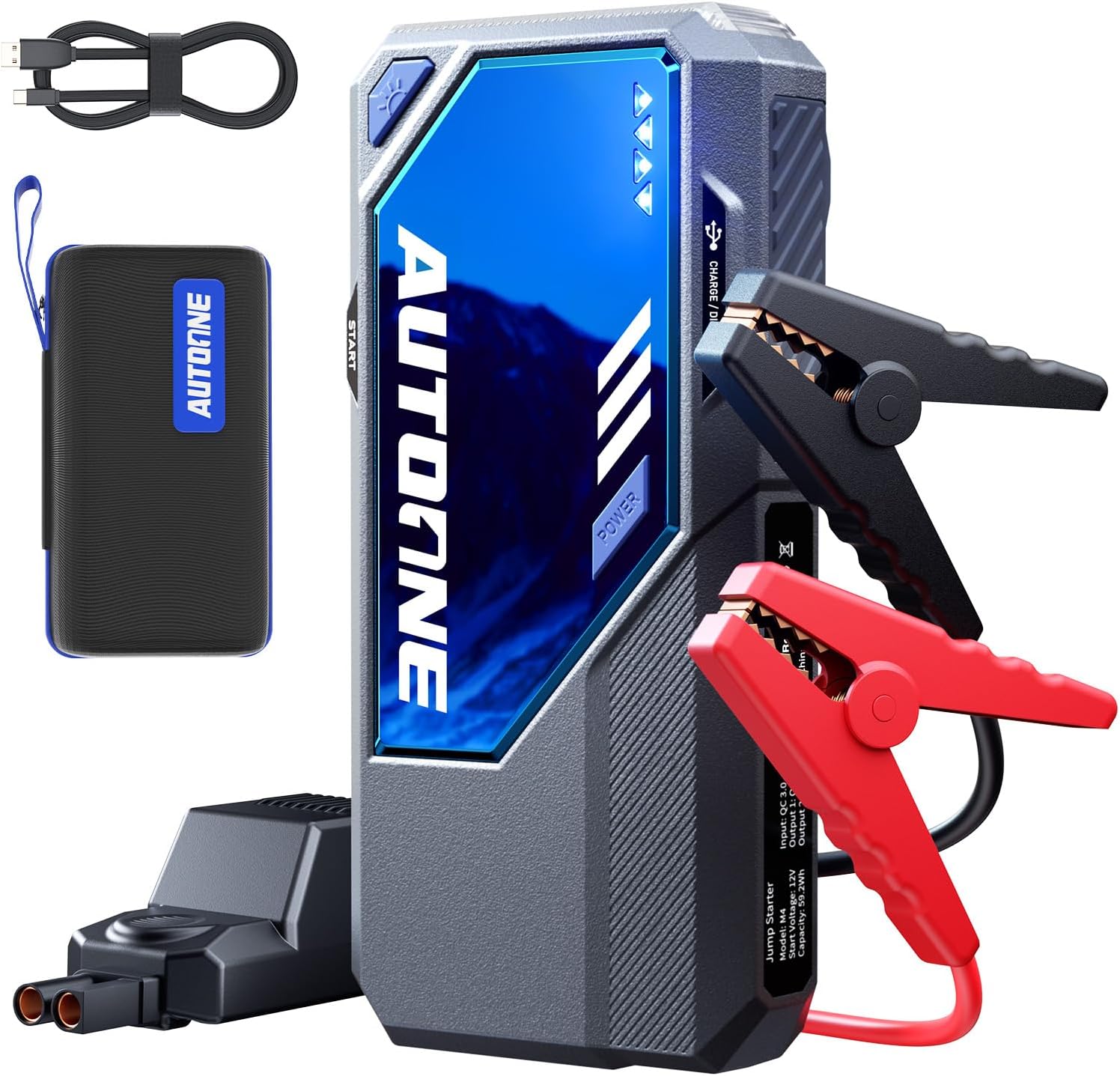 AUTOONE M4 - Arrancador de batería portátil de auto, 7500 A, paquet...