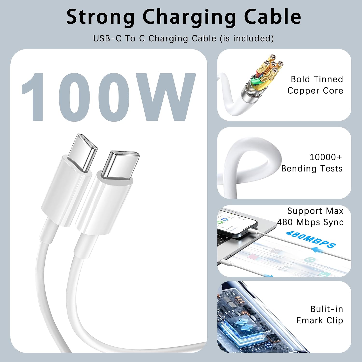 Cargador Mac Book Pro - Cargador USB C de 100 W para laptop compati...