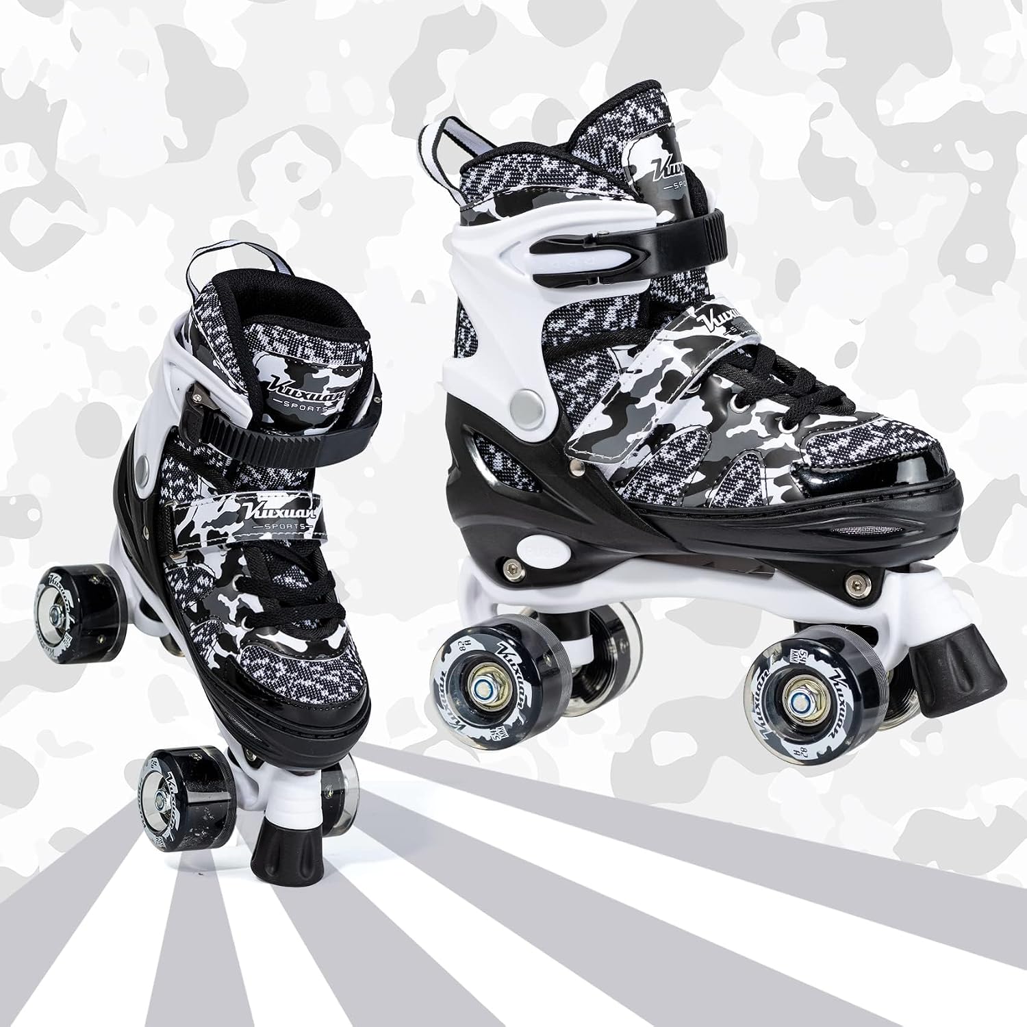 Kuxuan Skates - Patines ajustables de camuflaje para niños y niñas,...