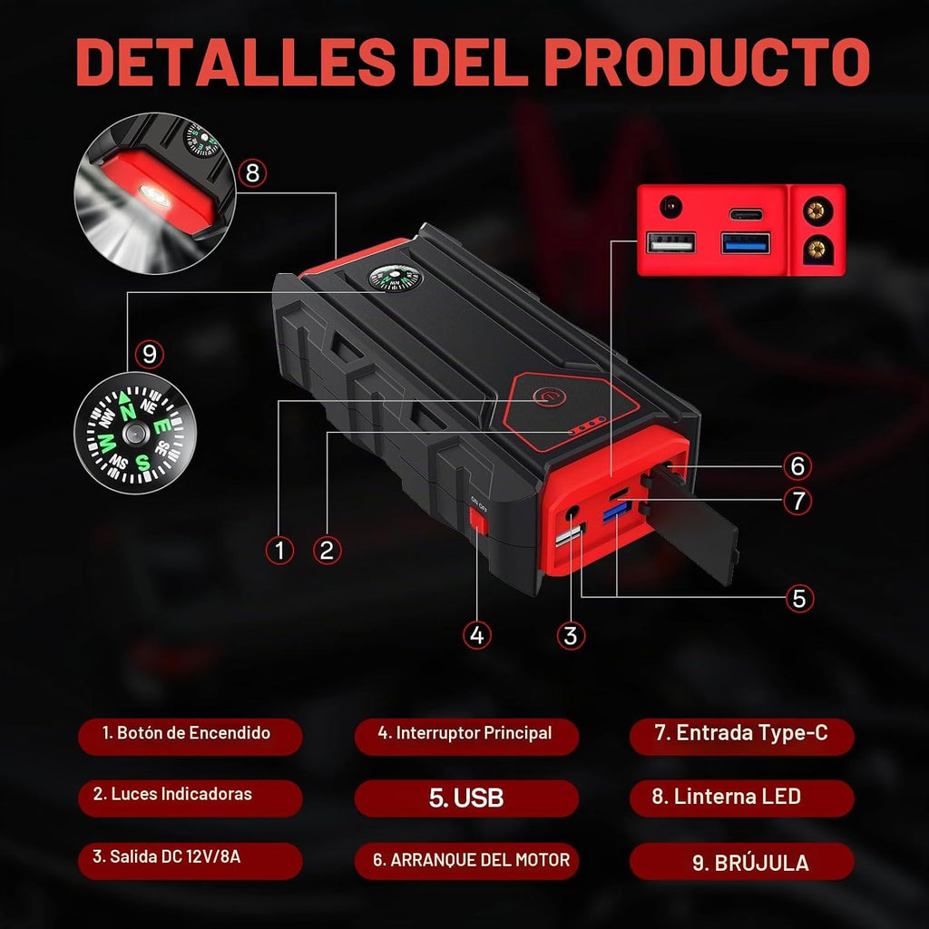 Arrancador de batería para automóvil MT16, paquete de refuerzo de b...