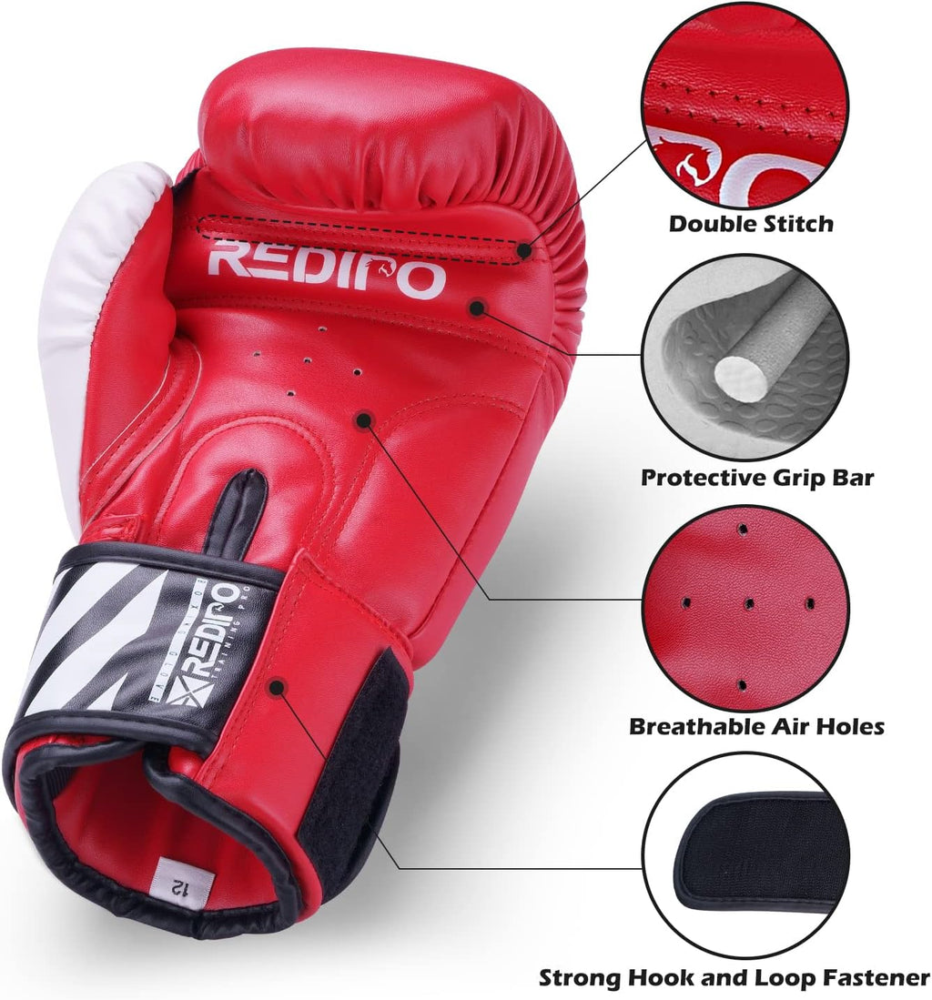 Redipo Guantes de boxeo para hombres y mujeres, guantes de entrenam...