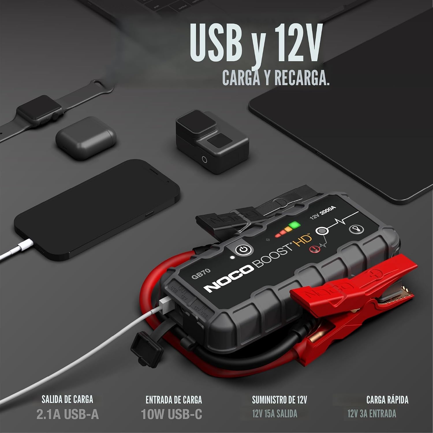 NOCO Boost GB70: Arrancador de 2000 A UltraSafe \u2013 Paquete de r...