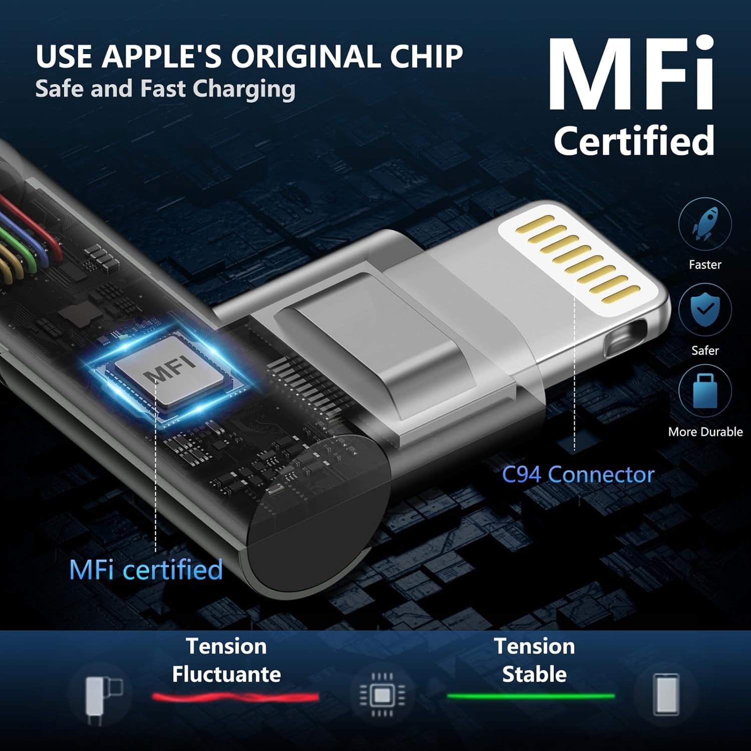 Cargador de iPhone de 90 grados de 6 pies, [certificado Apple MFi],...