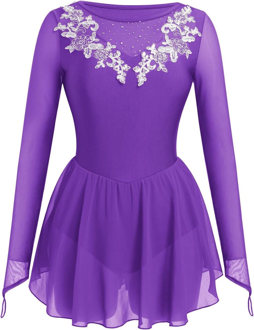 ODASOD - Vestido de patinaje sobre hielo para mujer, malla con bord...