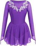 ODASOD - Vestido de patinaje sobre hielo para mujer, malla con bord...