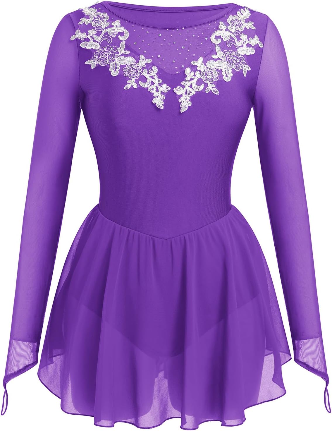 ODASOD - Vestido de patinaje sobre hielo para mujer, malla con bord...