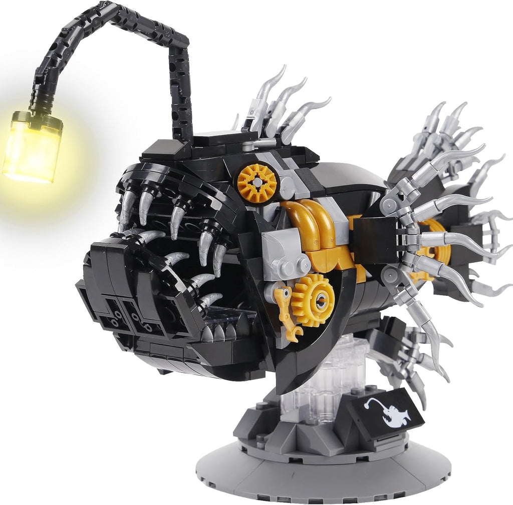 Juego de bloques de construcción de farol mecánico de peces con luc...