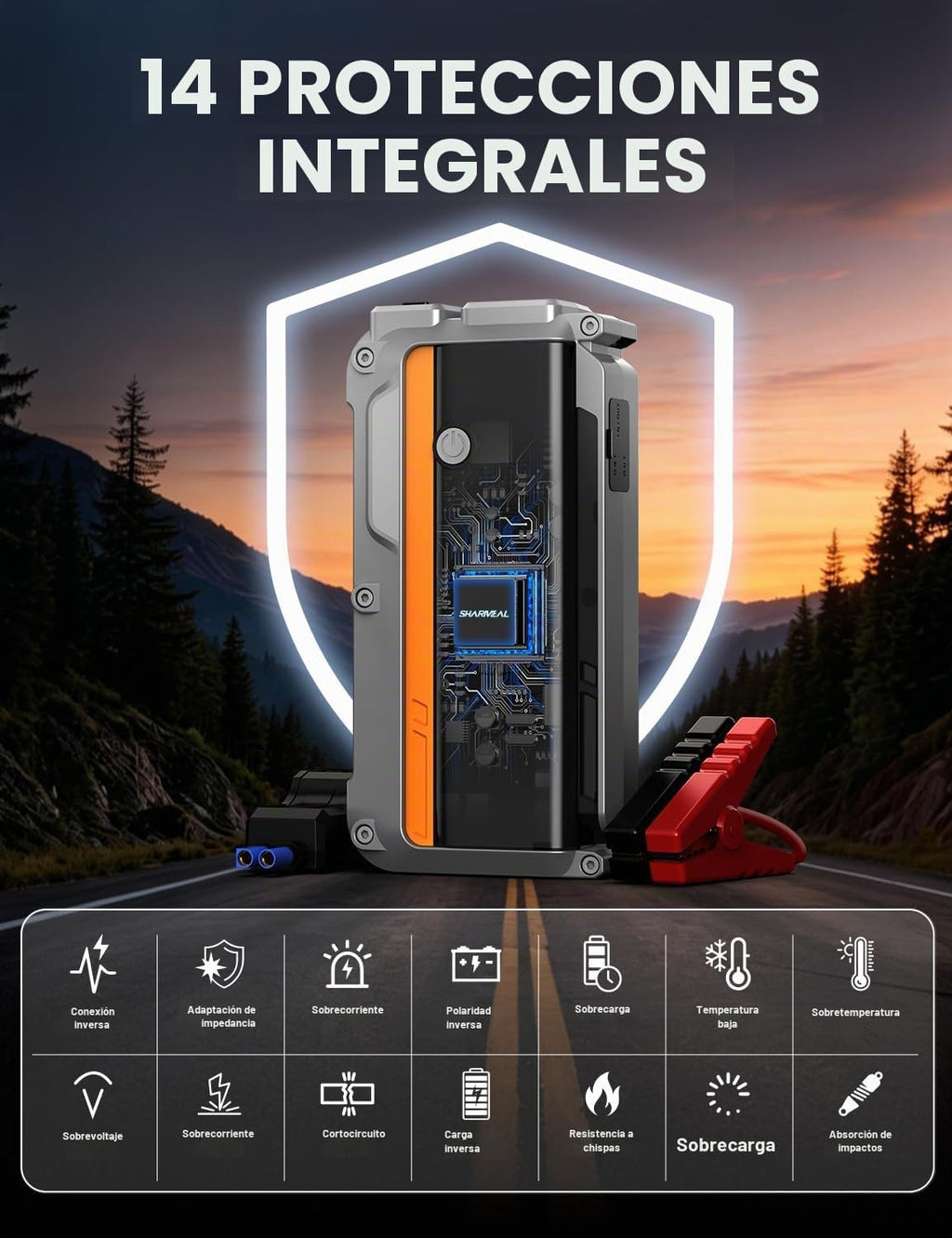 Sharmeal Arrancador de batería de coche de 6000 A hasta todo el mot...