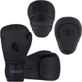 Kruzak - Guantes y almohadillas de boxeo negro mate, juego de entre...