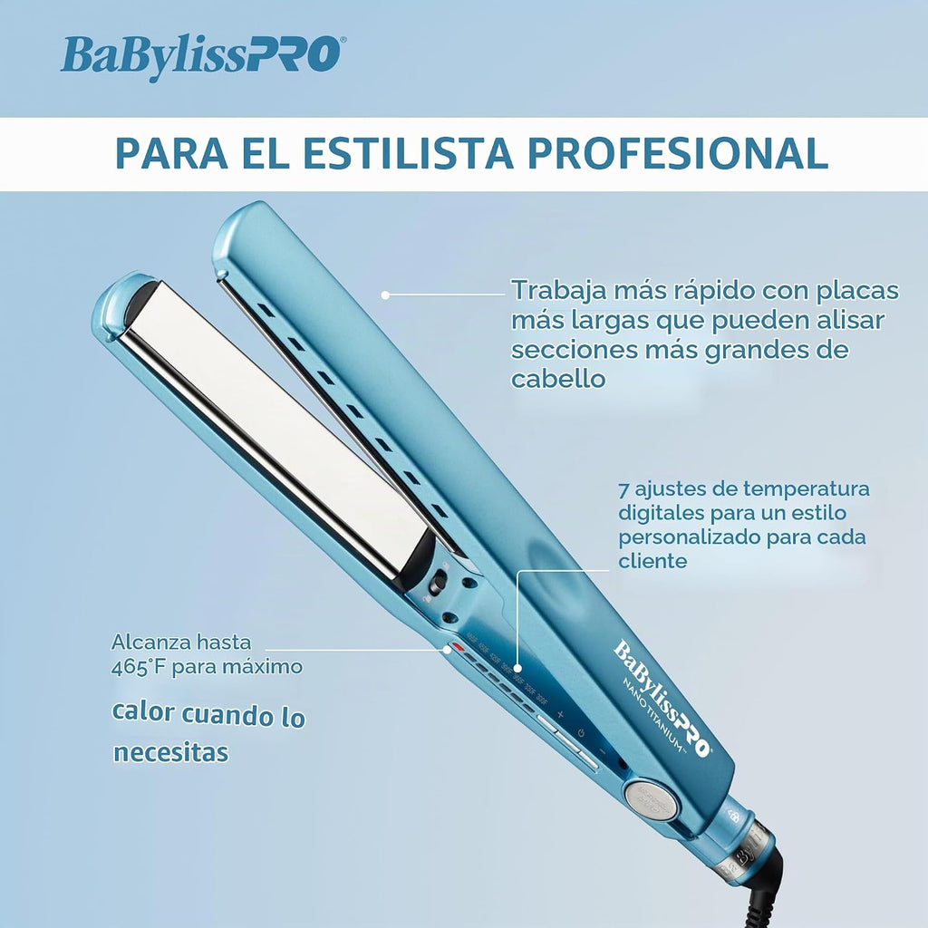 BabylissPRO Nano Titanium Ionic Plancha de pelo, plancha profesiona...