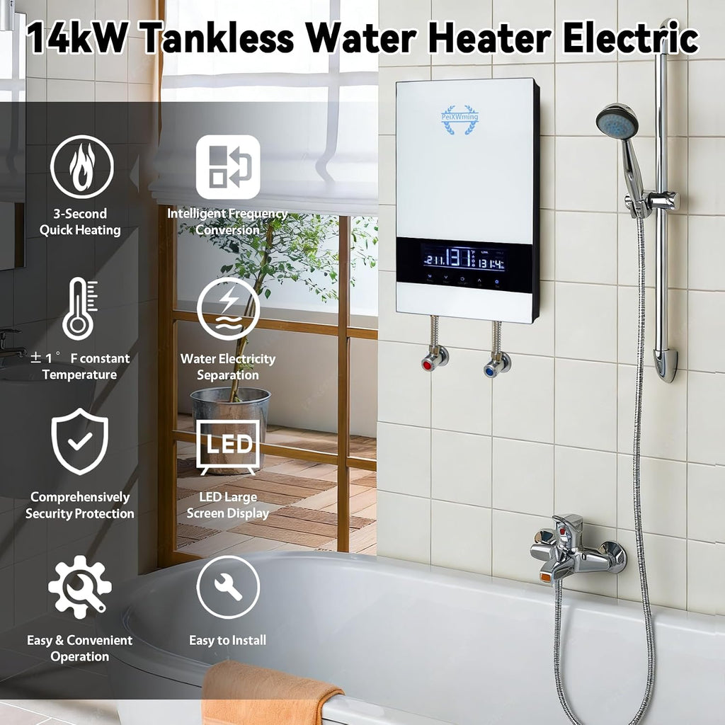 calentador de agua eléctrico sin tanque 14kW, calentador de agua ca...