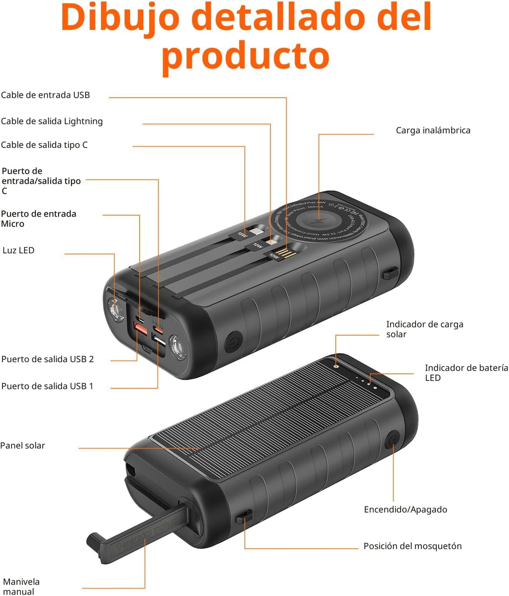 Cargador solar, banco de energía portátil de 59800 mAh para todos l...
