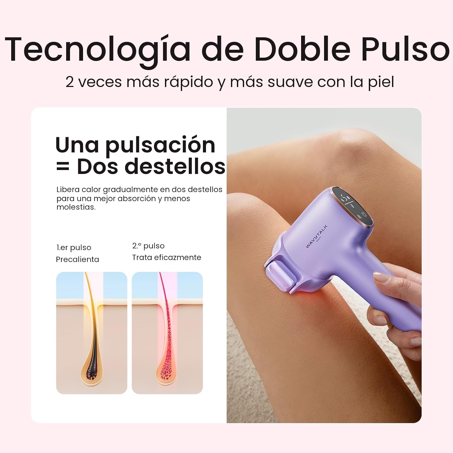 Wavytalk Dispositivo de depilación IPL, Bare It con rodillo de prec...