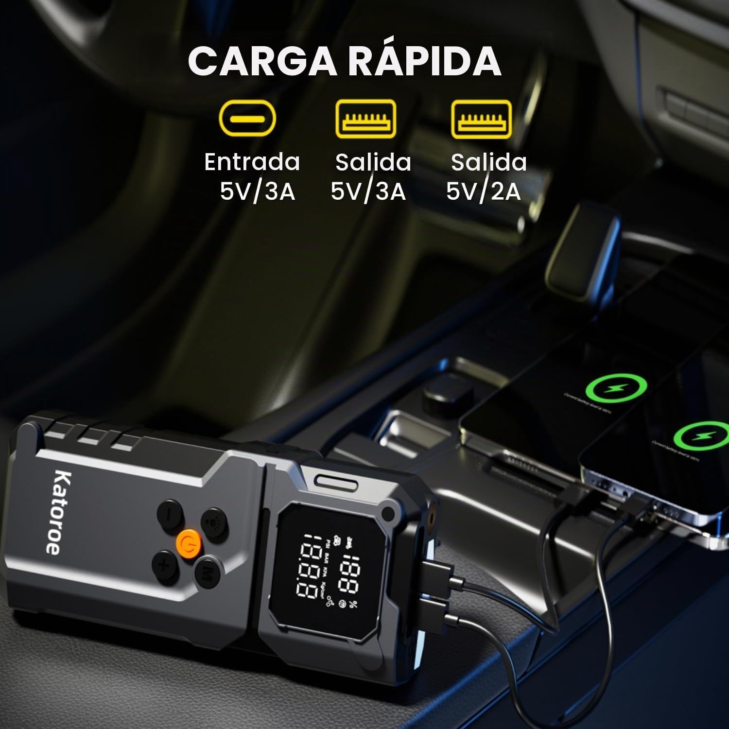 Arrancador con Compresor de Aire, Arrancador de Batería de Coche de...