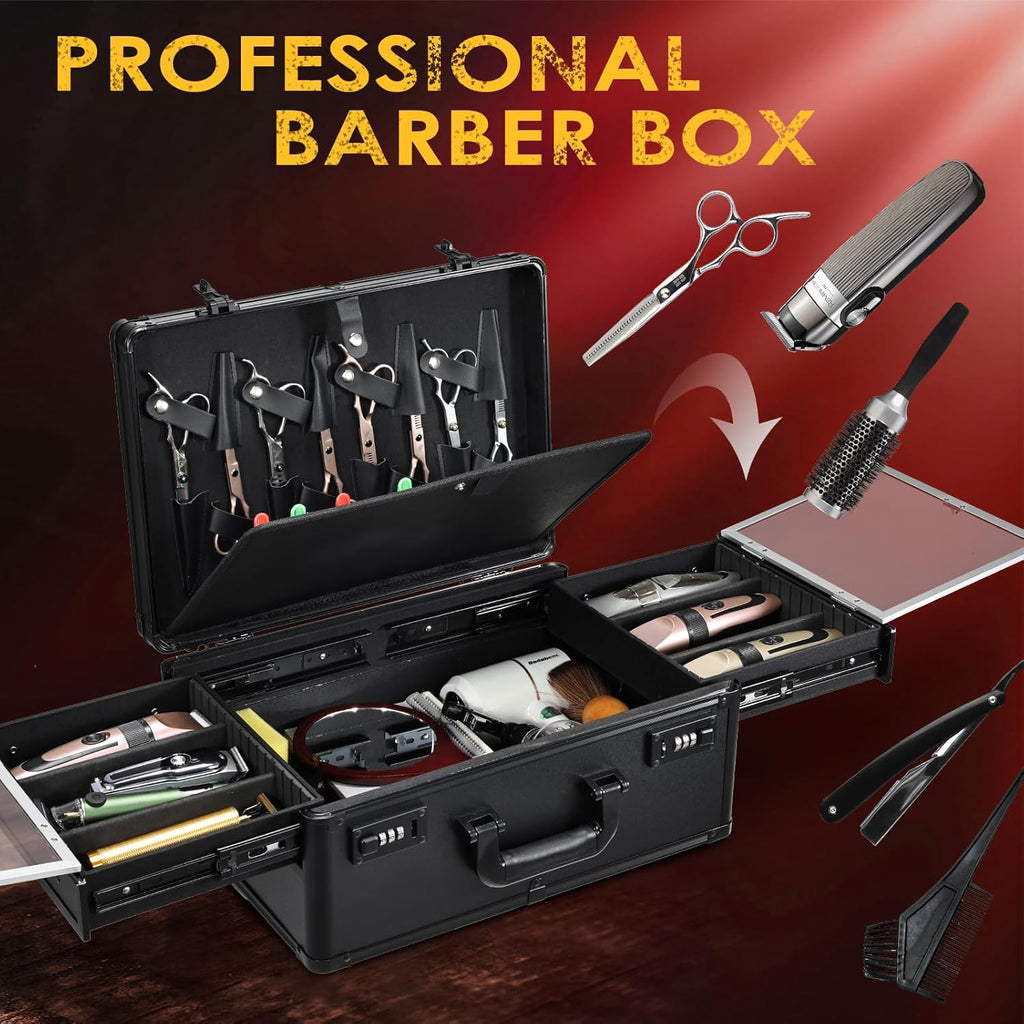 Yueieoun Estuche de Barbero 6 Cortadores con Bandeja Deslizante, Ma...