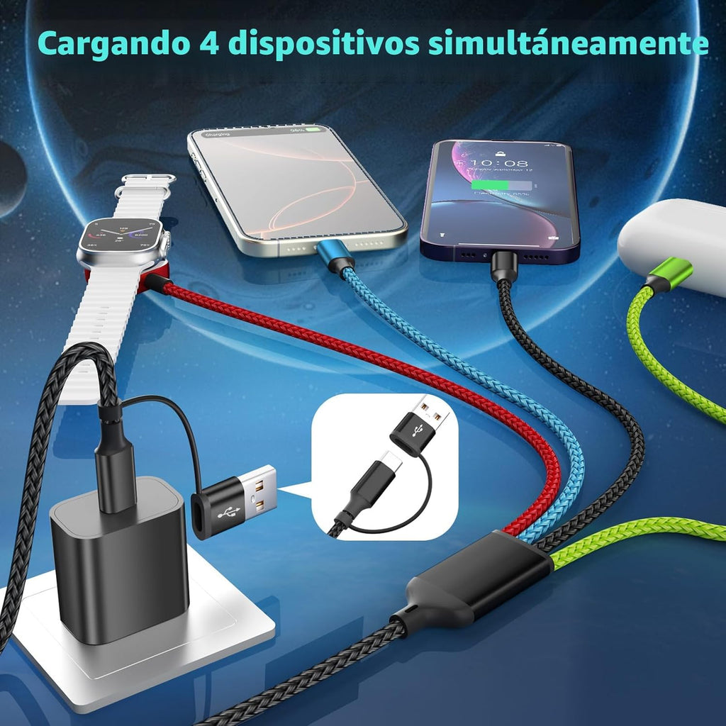 Travel Essentials Cable de Carga Múltiple 4 en 2 para Cargador de A...