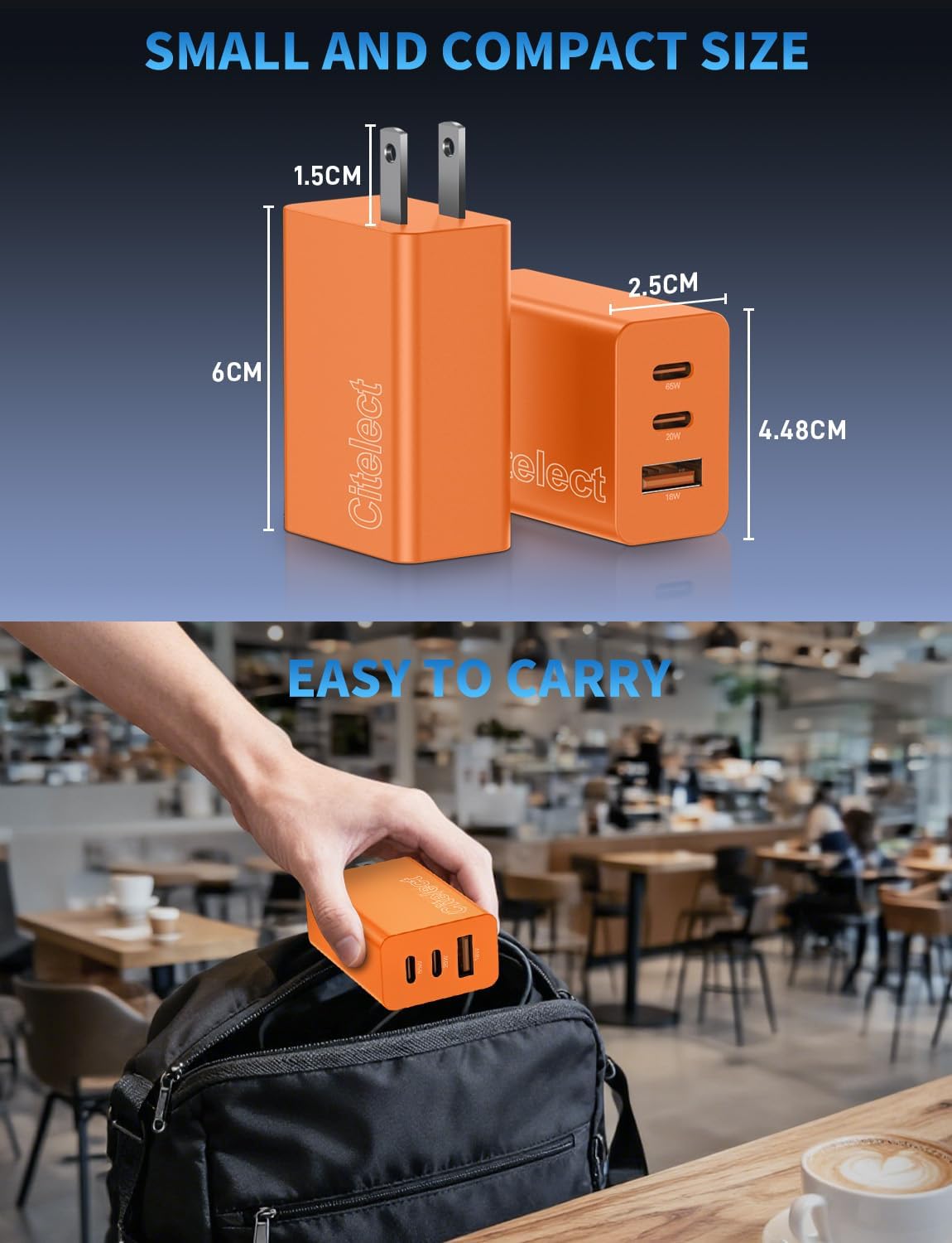 Paquete de 2 bloques de cargador USB C de 65 W, adaptador de carga...