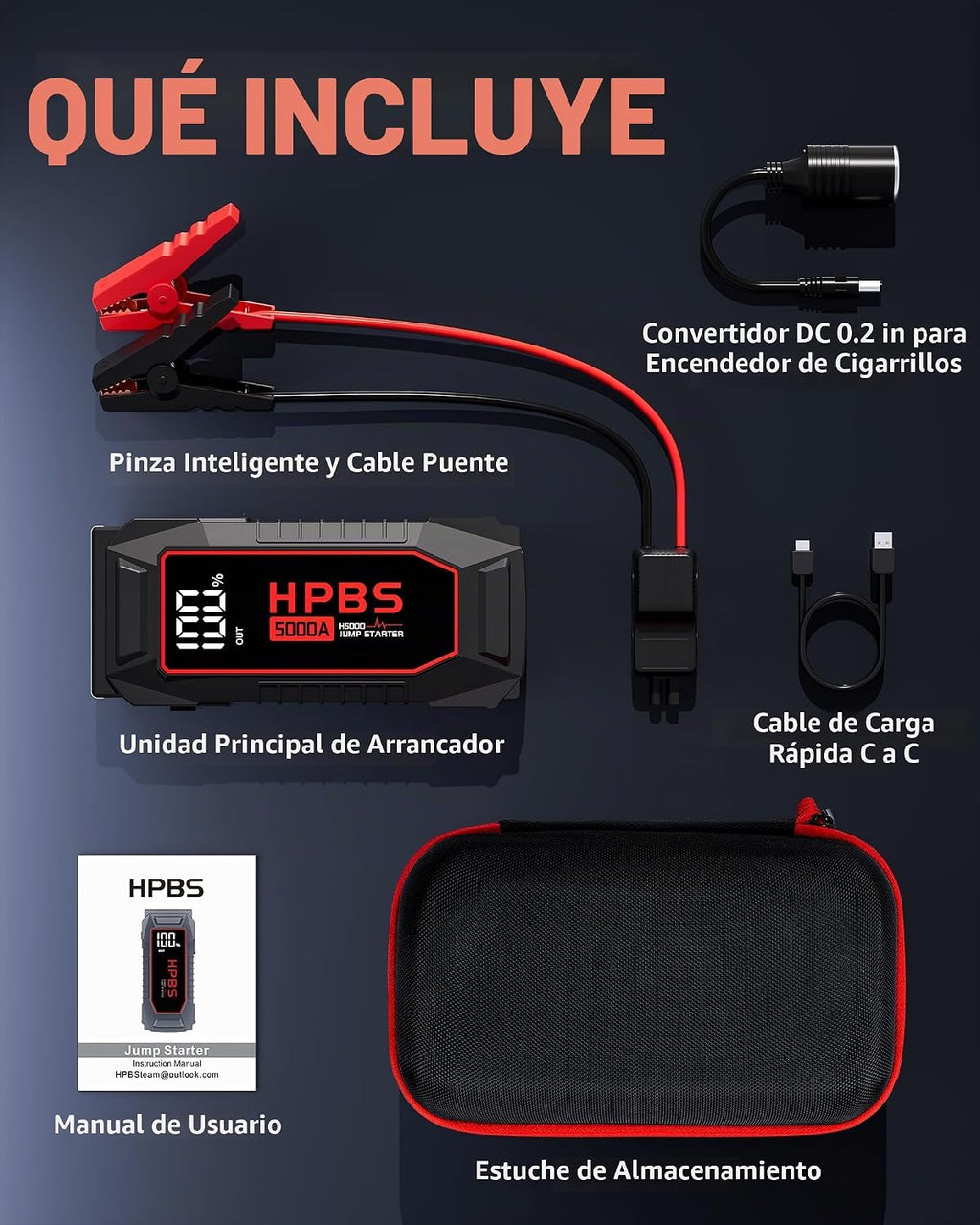 HPBS Arrancador de coche \u2013 Paquete de batería de arranque de p...