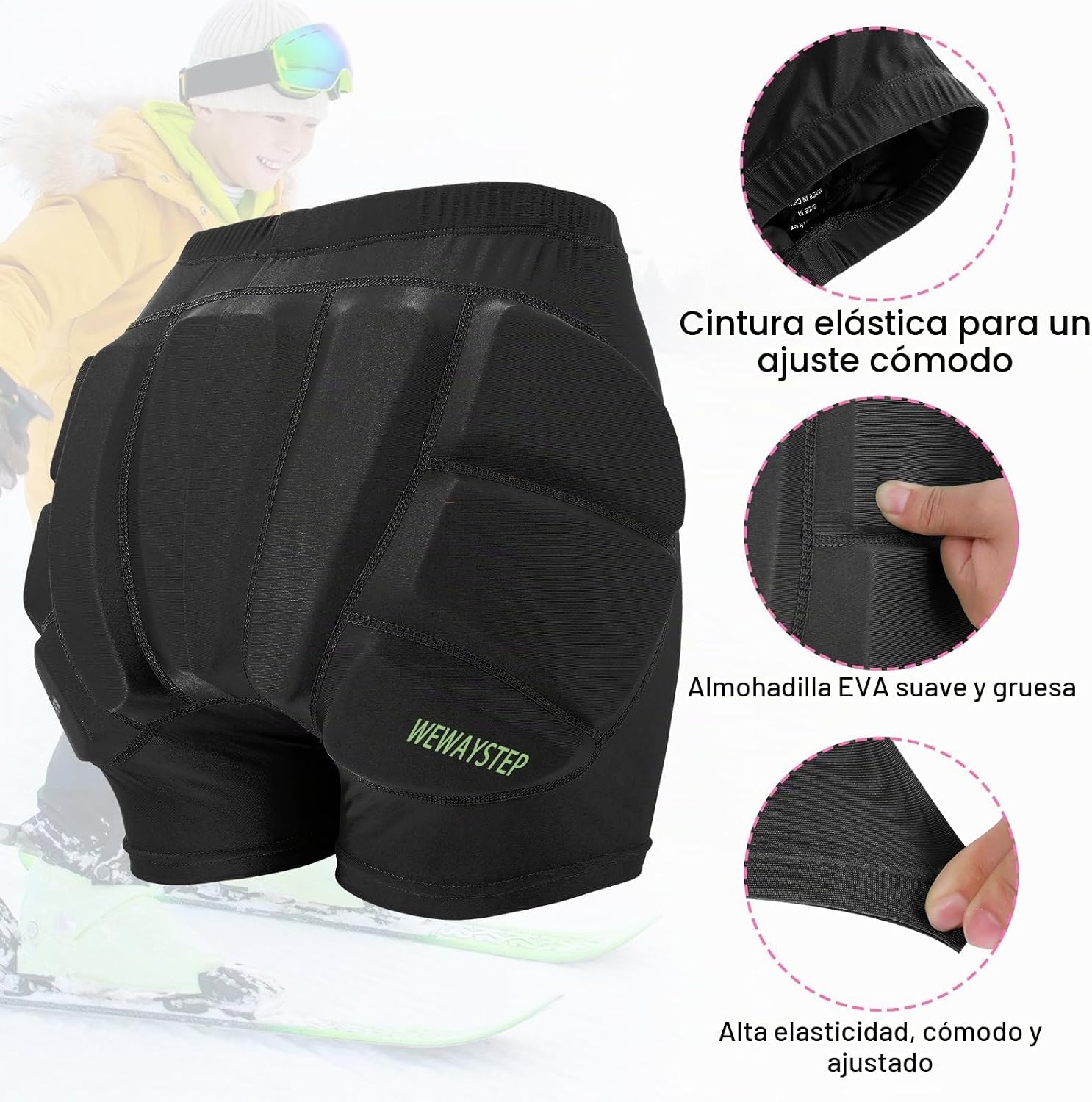 Pantalones cortos acolchados para niños con cremallera, almohadilla...