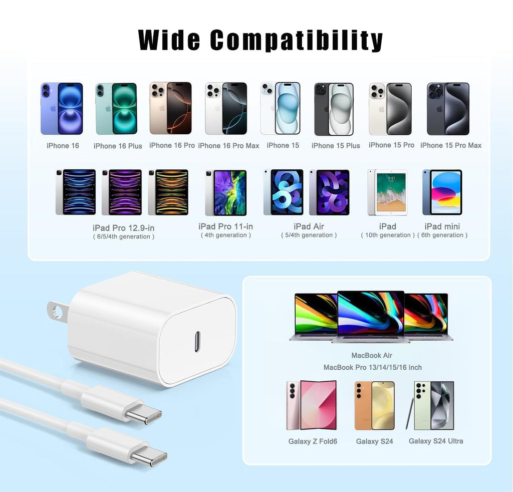 Cargador USB C para iPhone 16\/15 de carga rápida, cargador de pare...