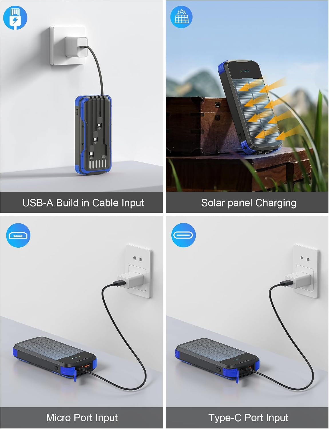 SOXONO Cargador Solar Power Bank, PD 20W Carga Rápida Batería Exter...