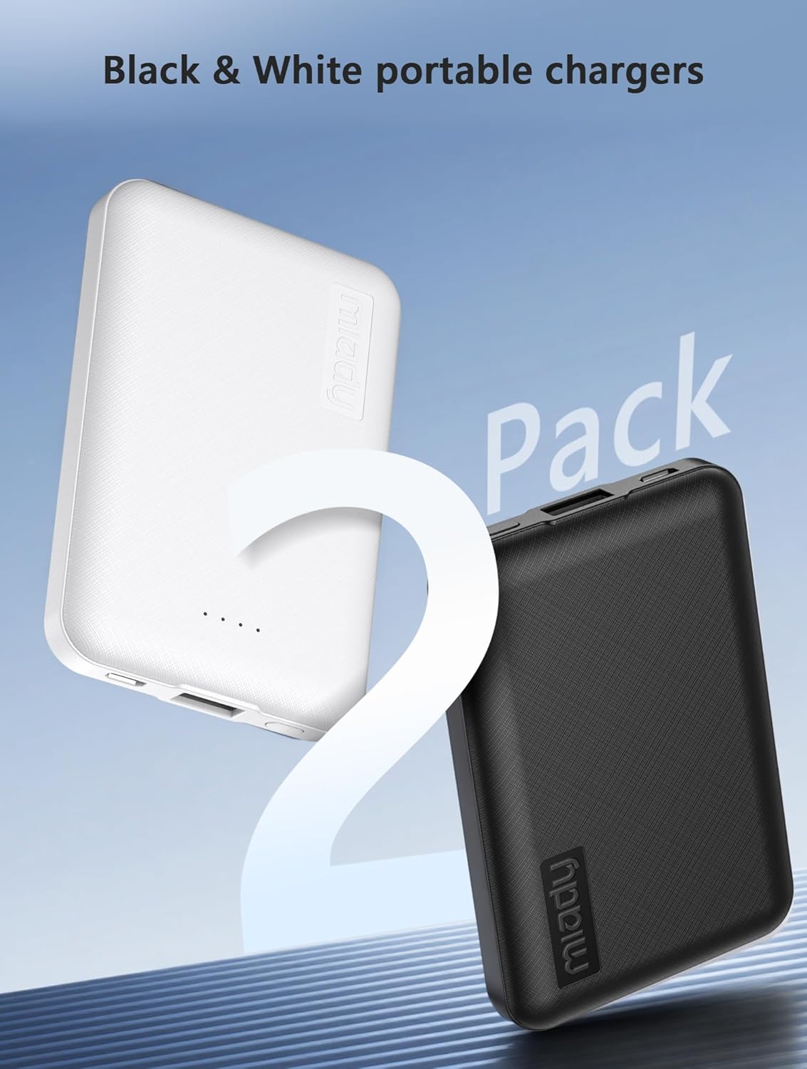 Miady - Paquete de 2 cargadores portátiles pequeños de 5000 mAh, ba...