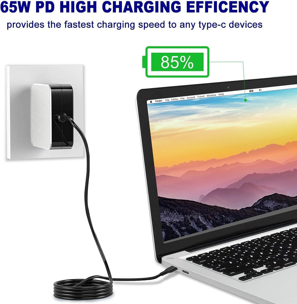 Cargador USB C para portátil de 65 W y 45 W - Adaptador de CA rápid...