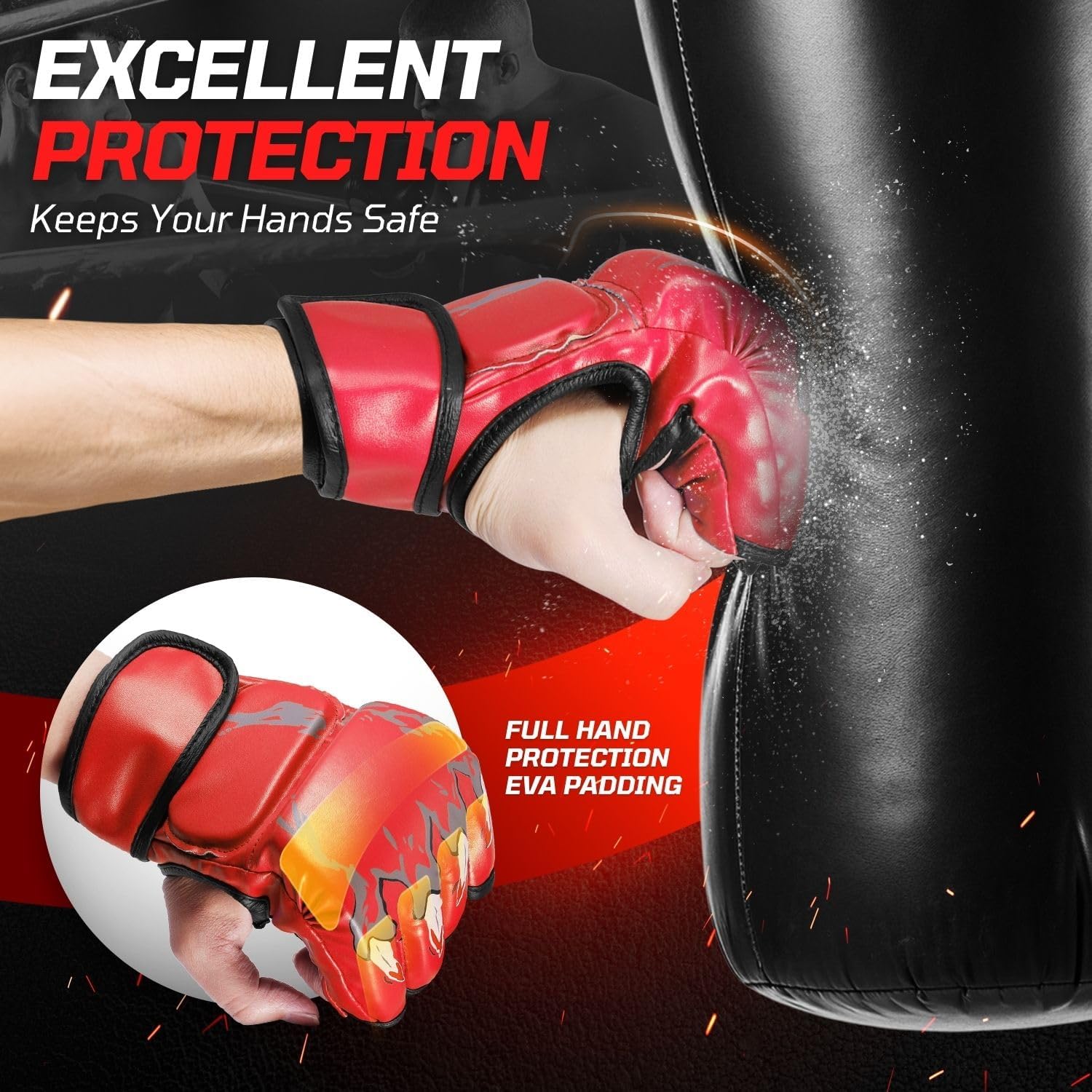 Flexzion, guantes de boxeo con dedos descubiertos - Grappling, MMA,...
