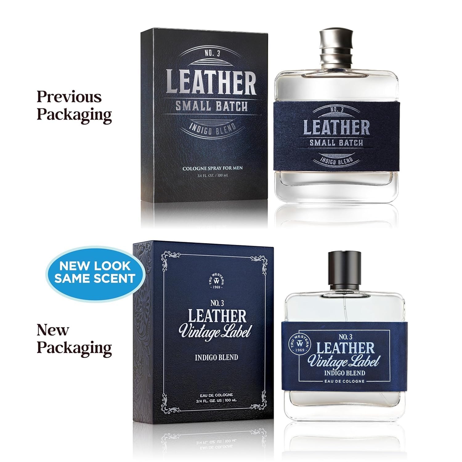 Cuero No. 3 por Tru Western, Etiqueta Vintage Indigo Mezcla, 3.4 fl...