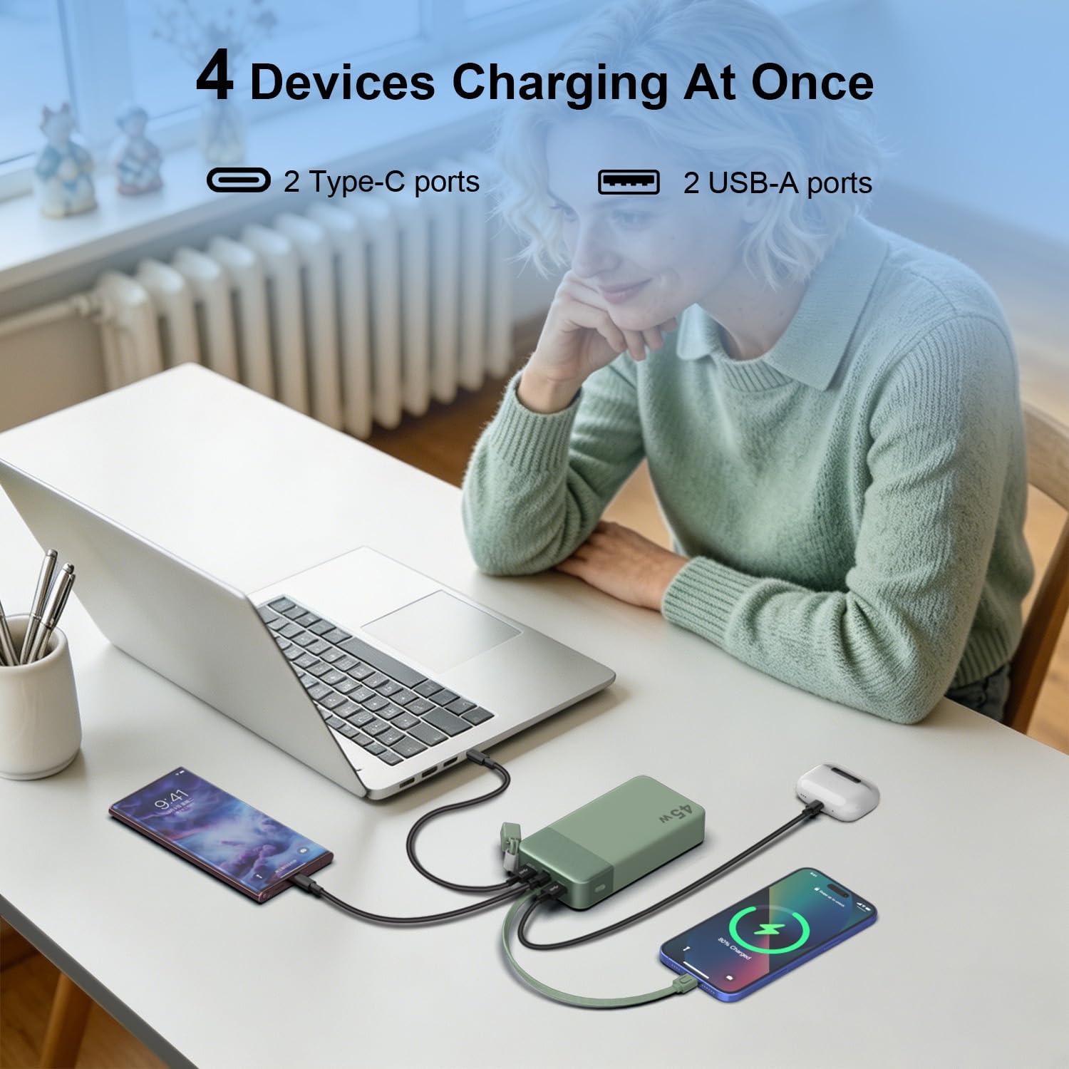 NOBIS Cargador portátil de 20000 mAh, batería de 45 W, carga rápida...