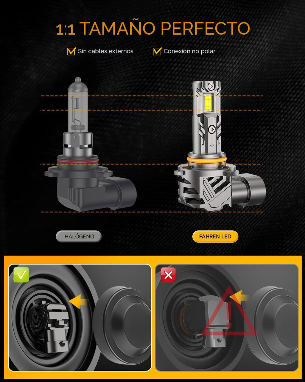 Termitor Bombillas 9005 9006, bombilla súper brillante 1:1, tamaño...