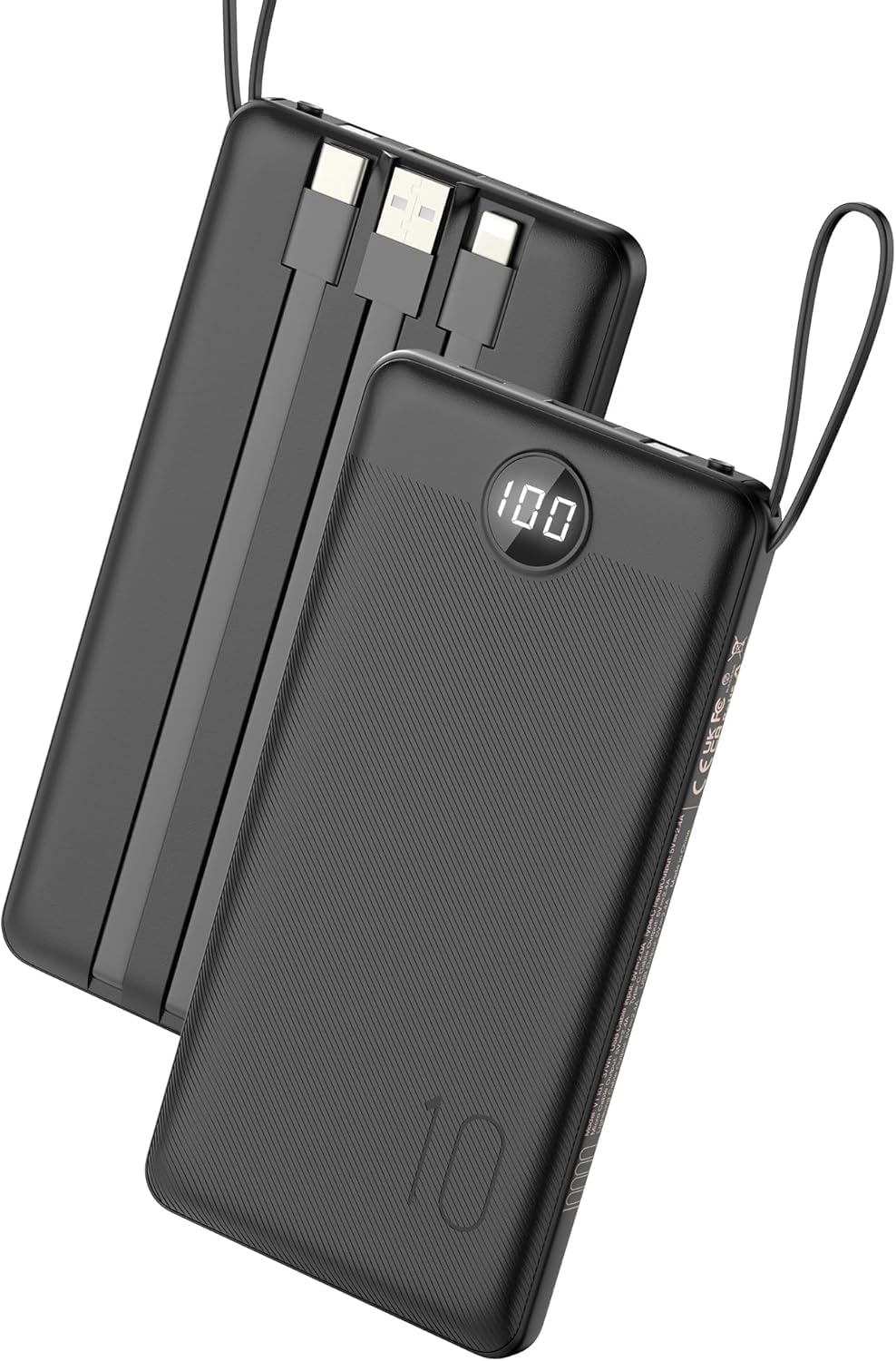 VEEKTOMX Cargador portátil de 10000 mAh con cables integrados, carg...