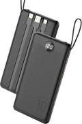 VEEKTOMX Cargador portátil de 10000 mAh con cables integrados, carg...