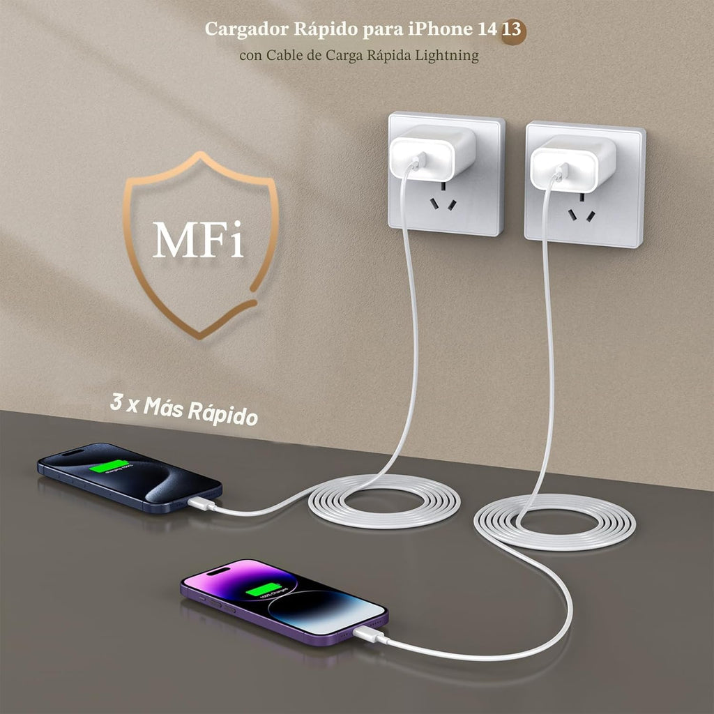 [Certificado MFi de Apple] Cargador rápido para iPhone de 10 pies,...