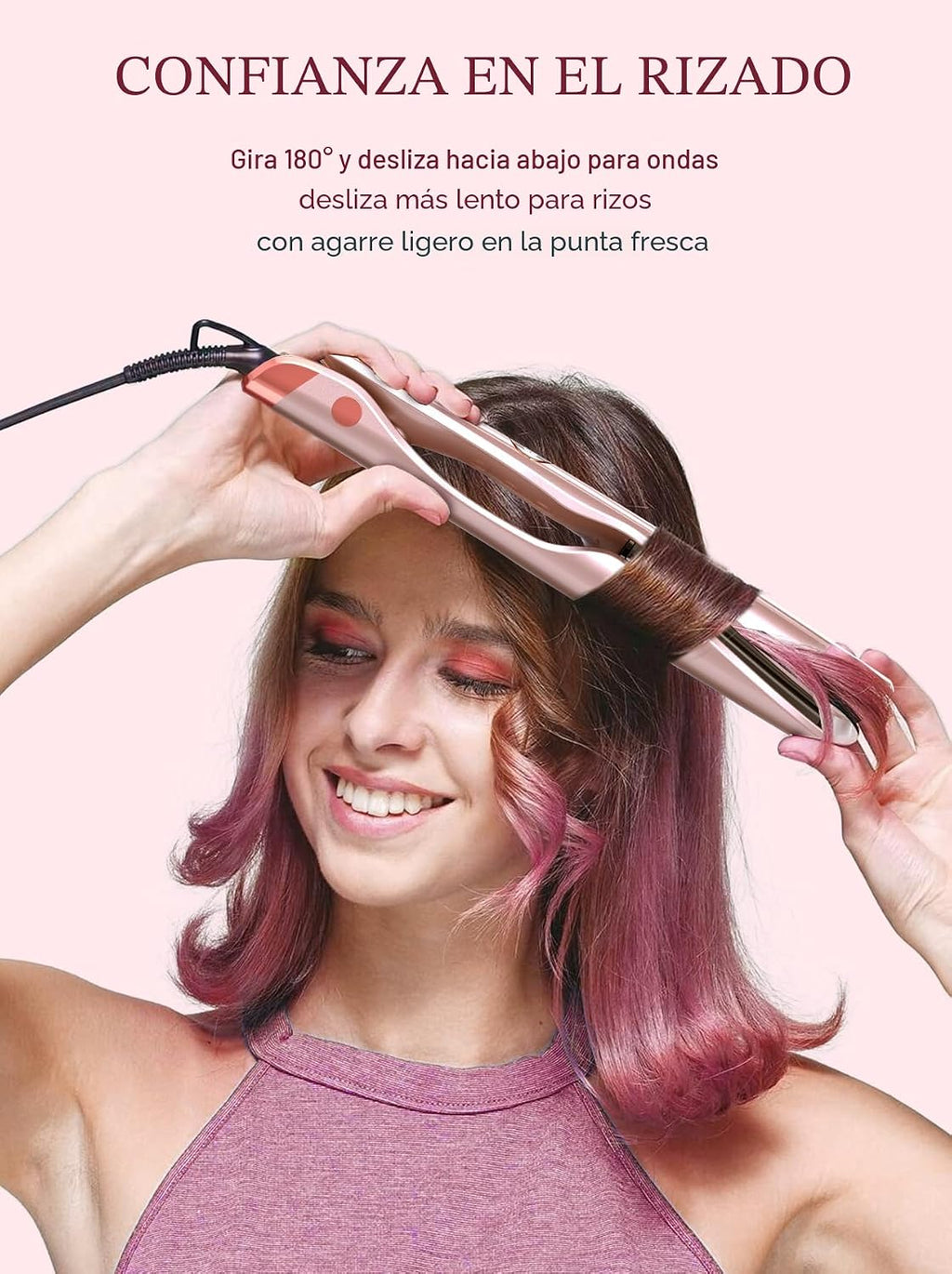 LANDOT - Plancha de pelo 2 en 1 y rizador, plancha plana de doble v...
