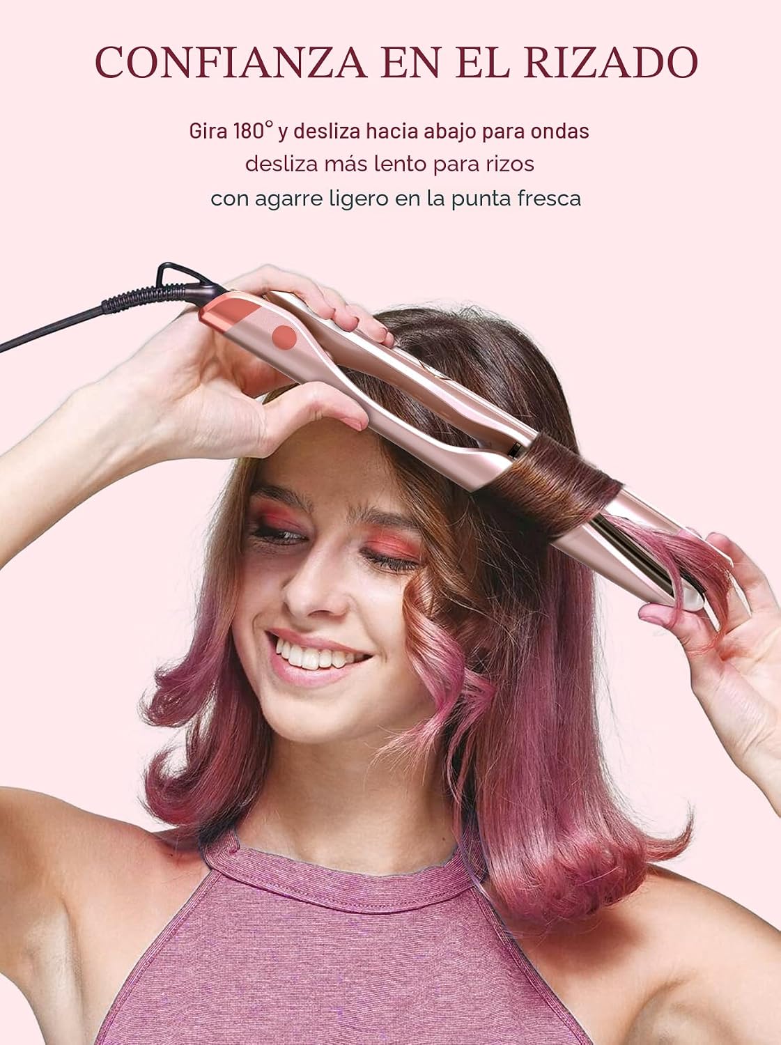 LANDOT - Plancha de pelo 2 en 1 y rizador, plancha plana de doble v...