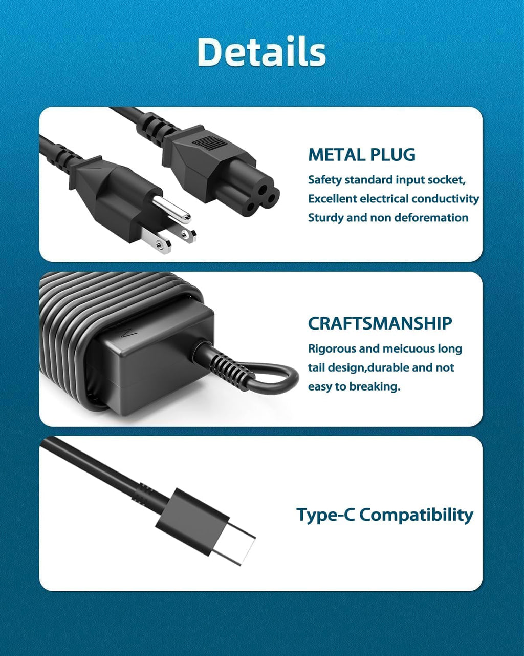 SZGUDULO Cargador de portátil USB C de 45 W para Chromebook X360 14...