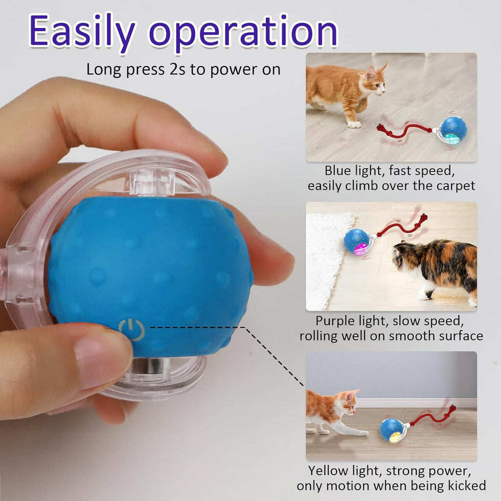 Giociv Pelota de juguete interactivo para gatos de interior que rue...