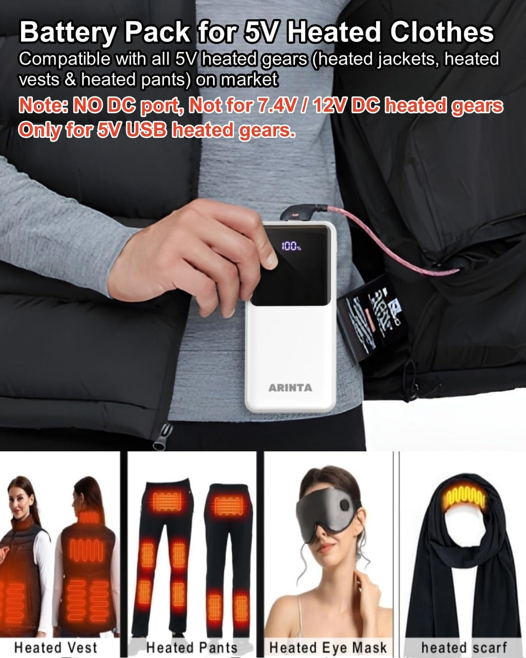 ARINTA Cargador portátil Power Bank de 10000 mAh PD 22.5 W, batería...