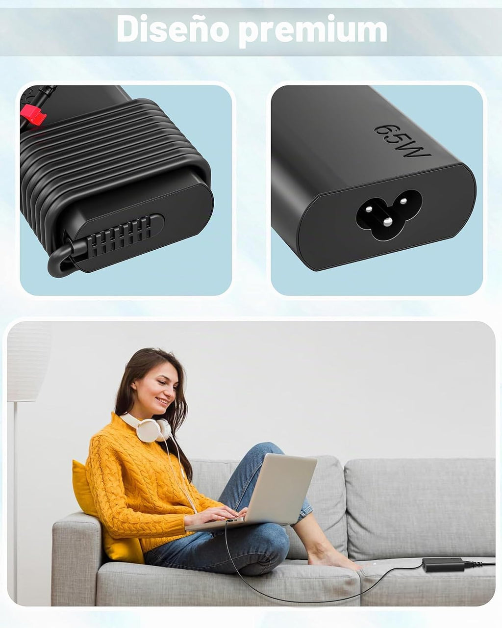 WZXHU Cargador de laptop USB-C delgado de 65 W compatible con Lenov...