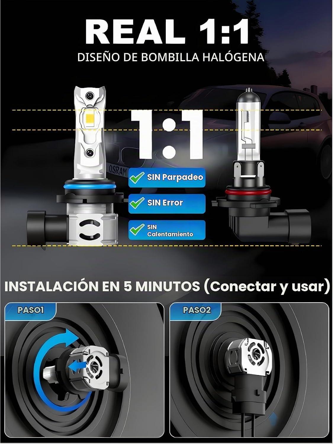 Rimthin 9005\/HB3 - Bombillas antiniebla, 32.000 lúmenes, 800% bomb...