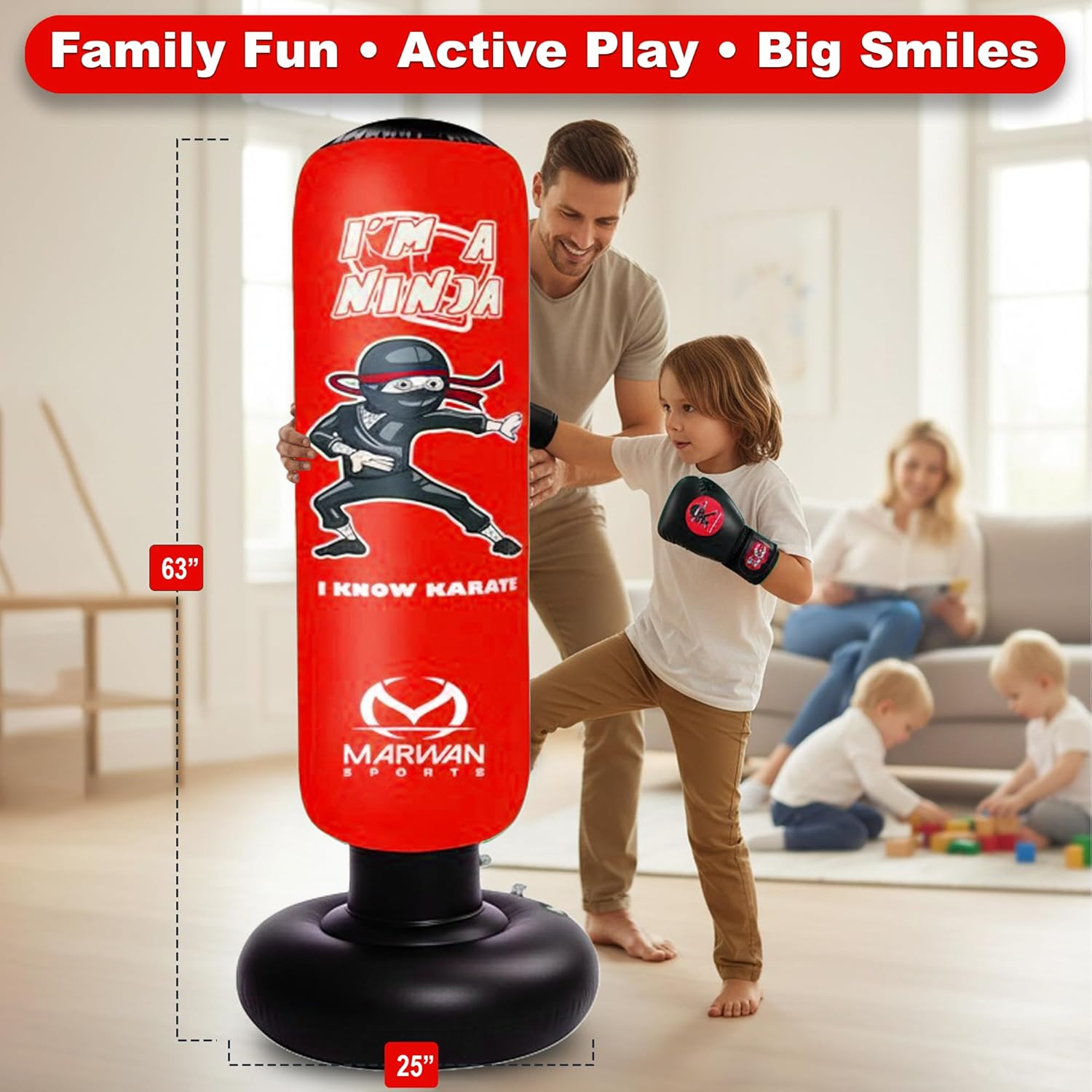 Marwan Sports Ninja - Saco de boxeo para niños, juguete sensorial i...