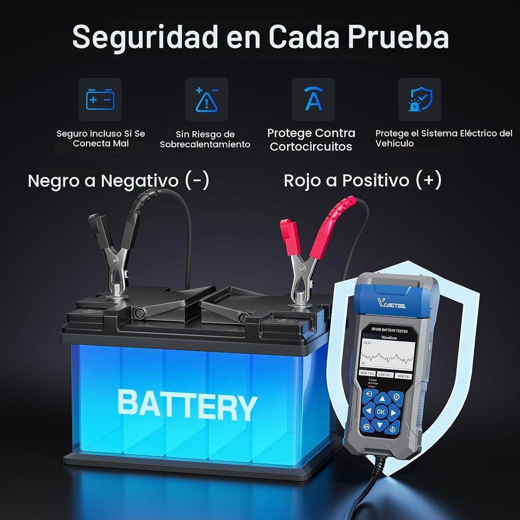 Probador de batería de coche con impresora VDIAGTOOL BT600, 6 V 12...