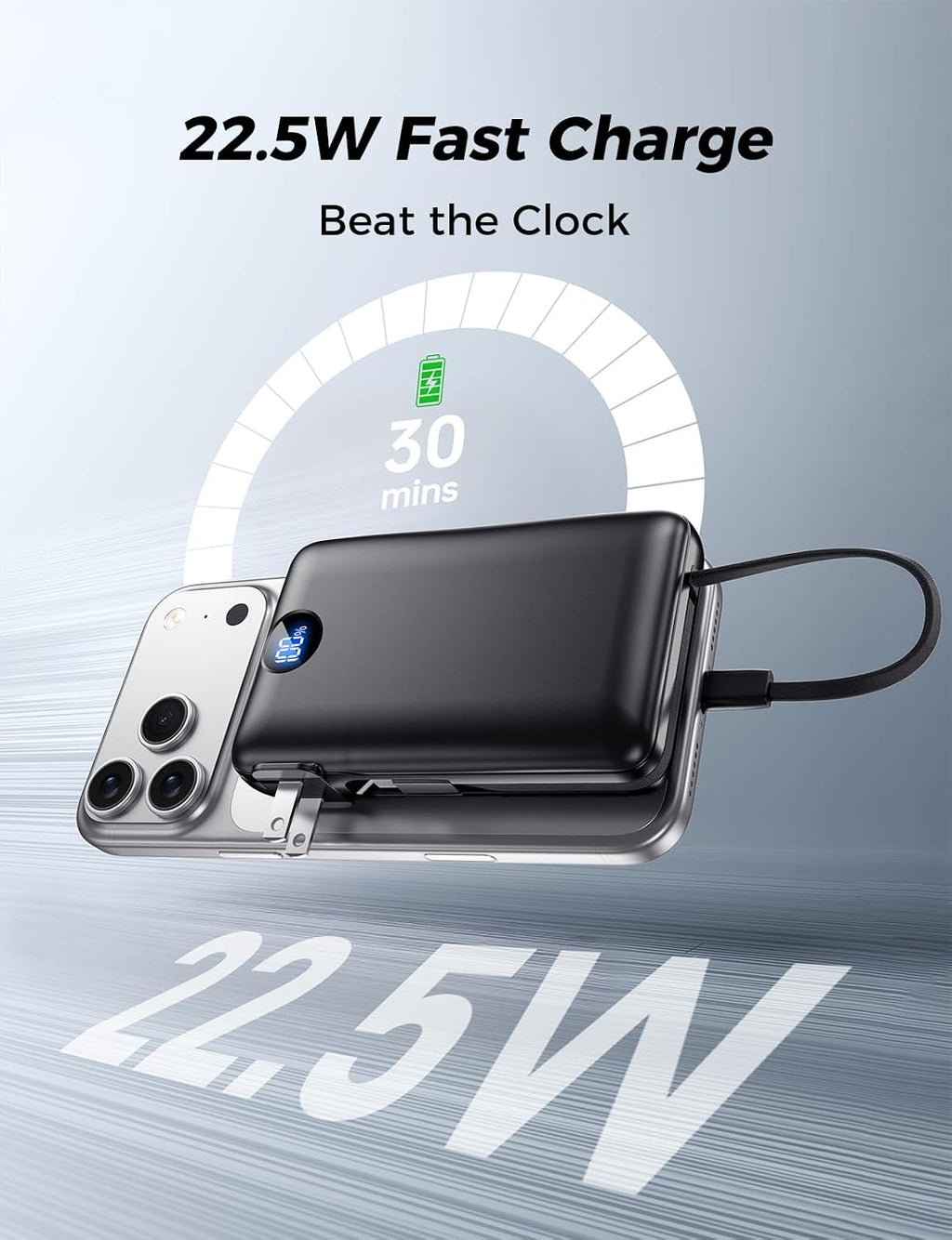 Cargador portátil de 50000 mAh con cables integrados y enchufe de p...