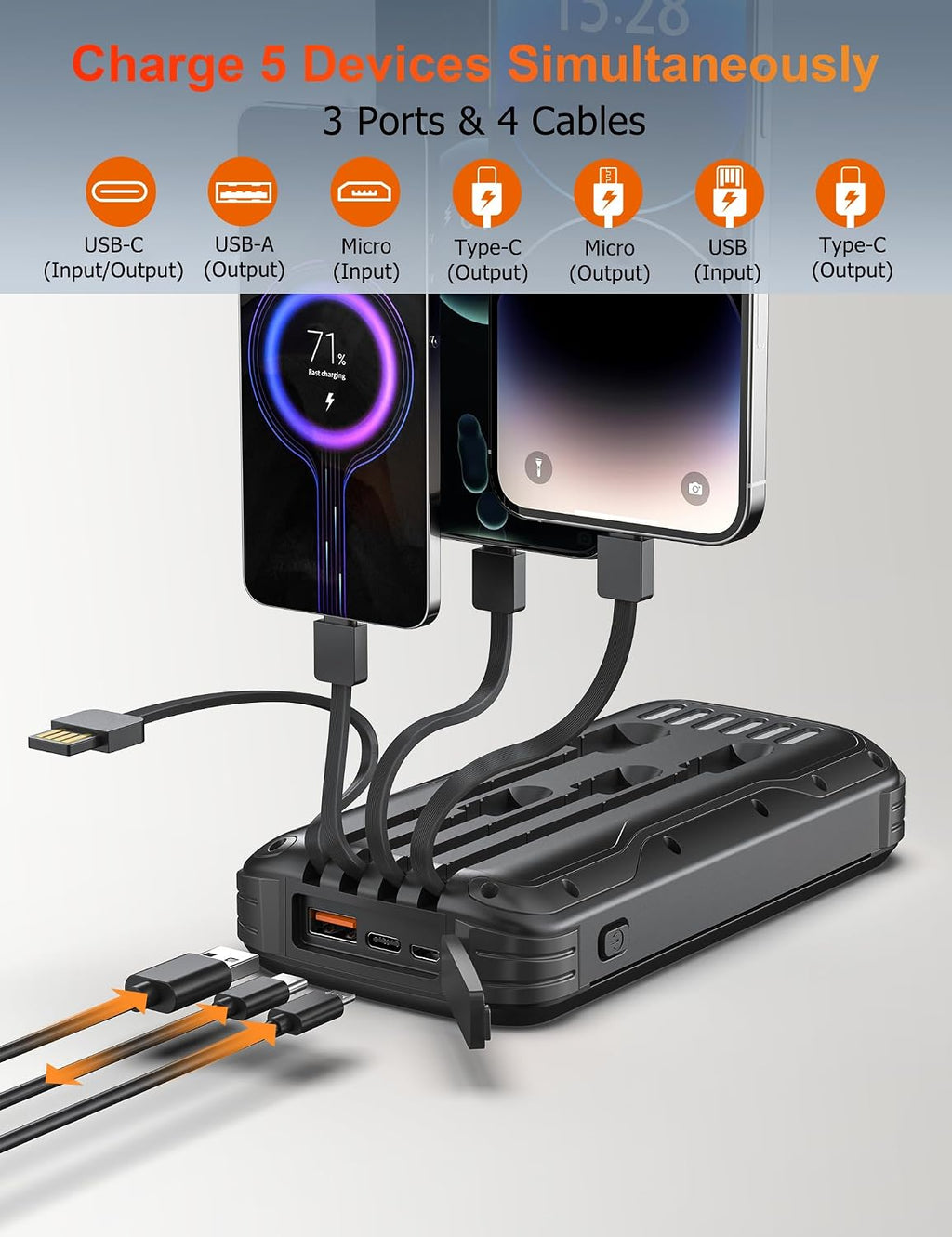 MINRISE Cargador solar, cargador portátil de 40000 mAh, PD de 20 W,...